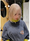 ナチュラルブロンドボブカット冬カラー透明感ブリーチ渋谷駅