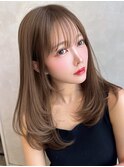 美髪ワンカールレイヤースタイル/20代30代40代/ミルクティー