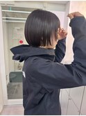 髪質改善カラー　バイカルテ　ブルーブラック　ワンレンミニボブ