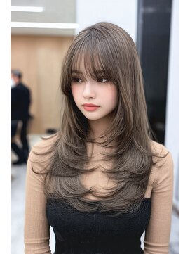 ノイエ 原宿 北参道(NoIE) ロングハイレイヤーベージュカラーダブルカラーケアブリーチ