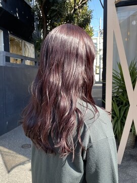 ニコ トウキョウ 渋谷(nico TOKYO) ダブルカラーチェリーレッドピンクブラウン韓国レイヤーロング