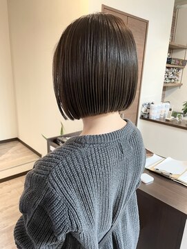 リュンヌ 門前仲町(lune) 切りっぱなしボブハイライトベージュカラーショートレイヤーロブ