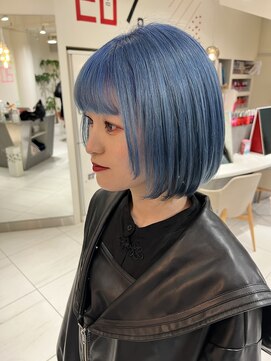 ステラ ヘア デザイン サロン(STELLA hair design salon) ボブスタイル　ハイトーン水色　【杉若】
