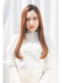 大人かわいい/小顔レイヤー/20代30代/透明感ベージュ