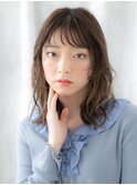 アースカラーぱっつん前髪レイヤーカットp小山10代20代30代