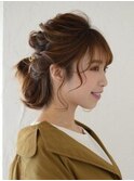 20代30代40代ヘアアレンジ大人っぽねじり編みハーフアップ