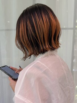 リュミエ ドゥ マッシュ(Lumier de mashu) 大阪/梅田/茶屋町/中崎町】ハッシュボブ×アプリコットオレンジ