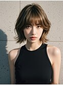 ベリーショートハンサムショートバレイヤージュハッシュカット