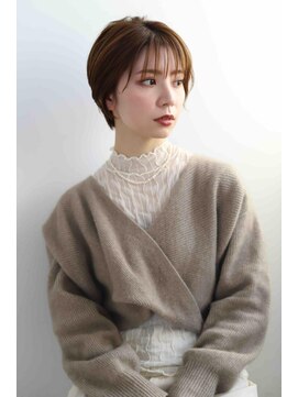 ムウ 難波(MOU) ショート暗めカラーグランマッシュデザインカラー20代30代40代