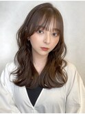 韓国くびれヘア/ミディアムヘア/ロングヘア/ココアベージュ