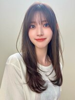 ルエ(rue) ミディアムレイヤーカットストレートロングウルフカットベージュ