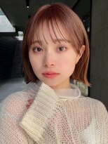 ガーデンヨコハマ(GARDEN YOKOHAMA) 切りっぱなしタッセルボブ外ハネピンクベージュシースルーバング