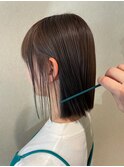 切りっぱなしボブ　タッセルボブ　ミントグレーカラー