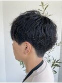 刈り上げマッシュ波巻きスパイラルパーマ黒髪ニュアンスパーマ