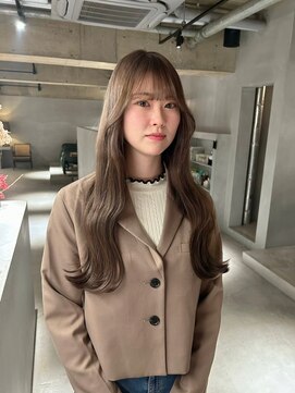 リール(rire) デザインカラーレイヤーカットウェットヘア夏オリーブベージュ