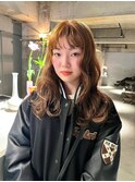 デザインカラーレイヤーカットウェットヘア夏オリーブベージュ