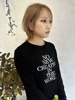 トレヘアー 京都 烏丸(tRe hair)&nbsp;ミニウルフ　ショート/ハイライトカラー　ホワイトベージュ