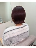 レッドブラウン/髪質改善TR/切りっぱなしボブ/個室サロン