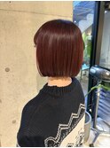 チェリーブラウン切りっぱなしボブ