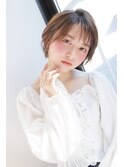 くびれヘア韓国風巻きアプリコットオレンジ夏ハイライトカラー