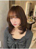 ハッシュカットワンカールミディアムレイヤーバタフライカット