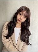 【ロングヘア/ボルドーカラー/川村晃雅】顔周りカット