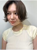 ニュアンスパーマ 海外風レイヤーボブ アッシュカラー 20代