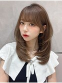 小顔前髪顔まわりカットミディアムレイヤー20代30代40代