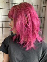 ウム(UMM)&nbsp;【UMM國守】派手ピンク韓国☆人気ウルフカット☆ウルフボブ