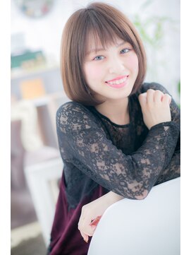 ヘアアンドビューティー ミック(Hair & Beauty miq) 小顔シースルーバング黒髪スモーキーカラー大人ボブa