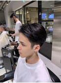 メンズビジネスツーブロック七三ショートフェードF
