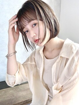 ディッセンバー 神宮前(December) 小顔ボブミニボブ内巻きボブグレージュカラー20代渋谷原宿神宮前