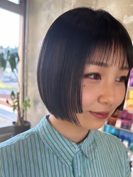 グッドネイバーズ 水戸(GOOD NEIGHBORS グッドネイバーズ) 暗めカラー/ヘルシースタイル/アッシュブラック/ぱっつん前髪