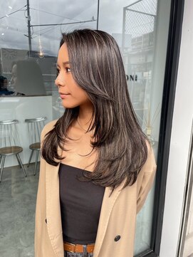 ロニ(LONI) 地毛風極細ハイライト/レイヤーカット/白髪ぼかし