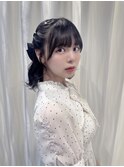 編み込みハーフアップ