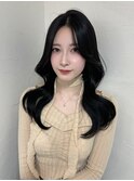 顔まわりレイヤー 艶カラー 暗髪 韓国風 髪質改善 福岡美容室