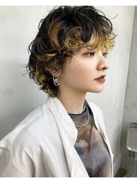 トオ(TOH) マッシュショートパーマケアパーマポイントカラーイエロー