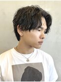 調布メンズパーマセンターパートツイストスパイラルパーマカット