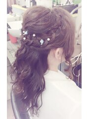 ハーフアップ ヘアーセット