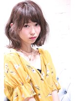 ホラン(HoLan)&nbsp;【HoLan】ラフカールxシアーグレージュxひし形シルエット♪