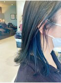 【AMAZING HAIR美沢店/溝手】 イヤリングカラー｜カーキ×ブルー