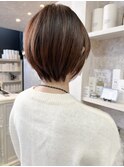 福山市美容室Caaryピンクブラウン艶ナチュラルショートヘア