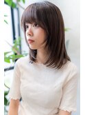 大人かわいい前髪セシルカットココアブラウンフリンジウェーブ