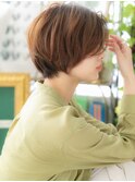 ★カーキベージュアシンメトリーかきあげボブ20代30代40代★10