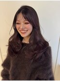 ラベンダーモーヴブラウンうるつやレイヤーロング