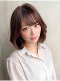 耳かけショートボブ似合わせカット30代40代チェリーブラウン