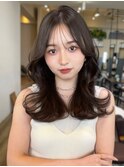 美髪レイヤーカット/顔まわりレイヤー/くびれロングレイヤー