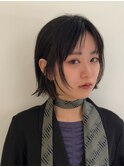黒髪ショート顔周りレイヤーカットボブ