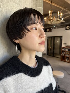 パーク(PARK) ハンサムショートボブマッシュショート顔まわりカット黒髪