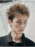 原宿ブリーチダブルカラーメンズパーマスパイキーショート30代